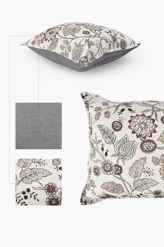 Printed Antique Floral Feather Scatter Cushion, 60x60cm