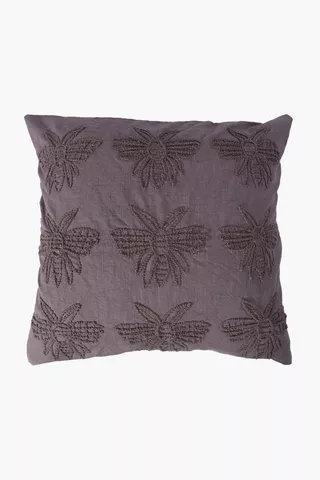 Embroidered Bees Feather Scatter Cushion, 60x60cm