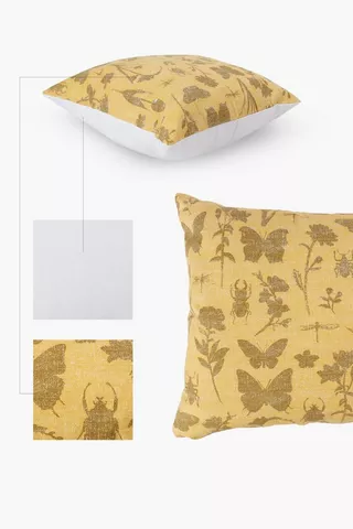 Printed Botanical Butterflies Scatter Cushion Cover, 60x60cm