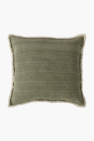 Ribbed Fray Scatter Cushion, 55x55cm