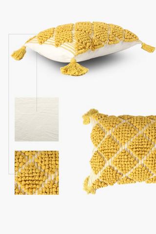 Yellow Pom Pom Textured Scatter Cushion 40x60cm main image 1