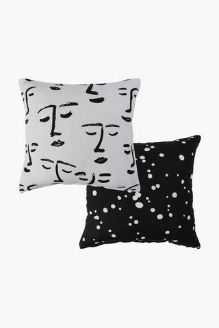 2 Pack Faces Scatter Cushion Covers, 45x45cm