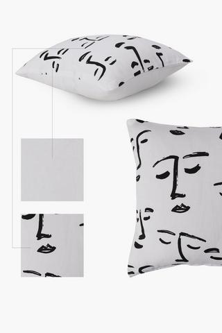 2 Pack Faces Scatter Cushion Covers, 45x45cm