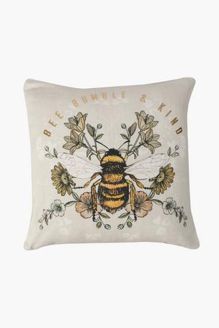 Printed Bumble Bee Scatter Cushion, 50x50cm