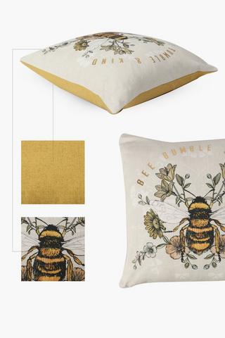 Printed Bumble Bee Scatter Cushion, 50x50cm