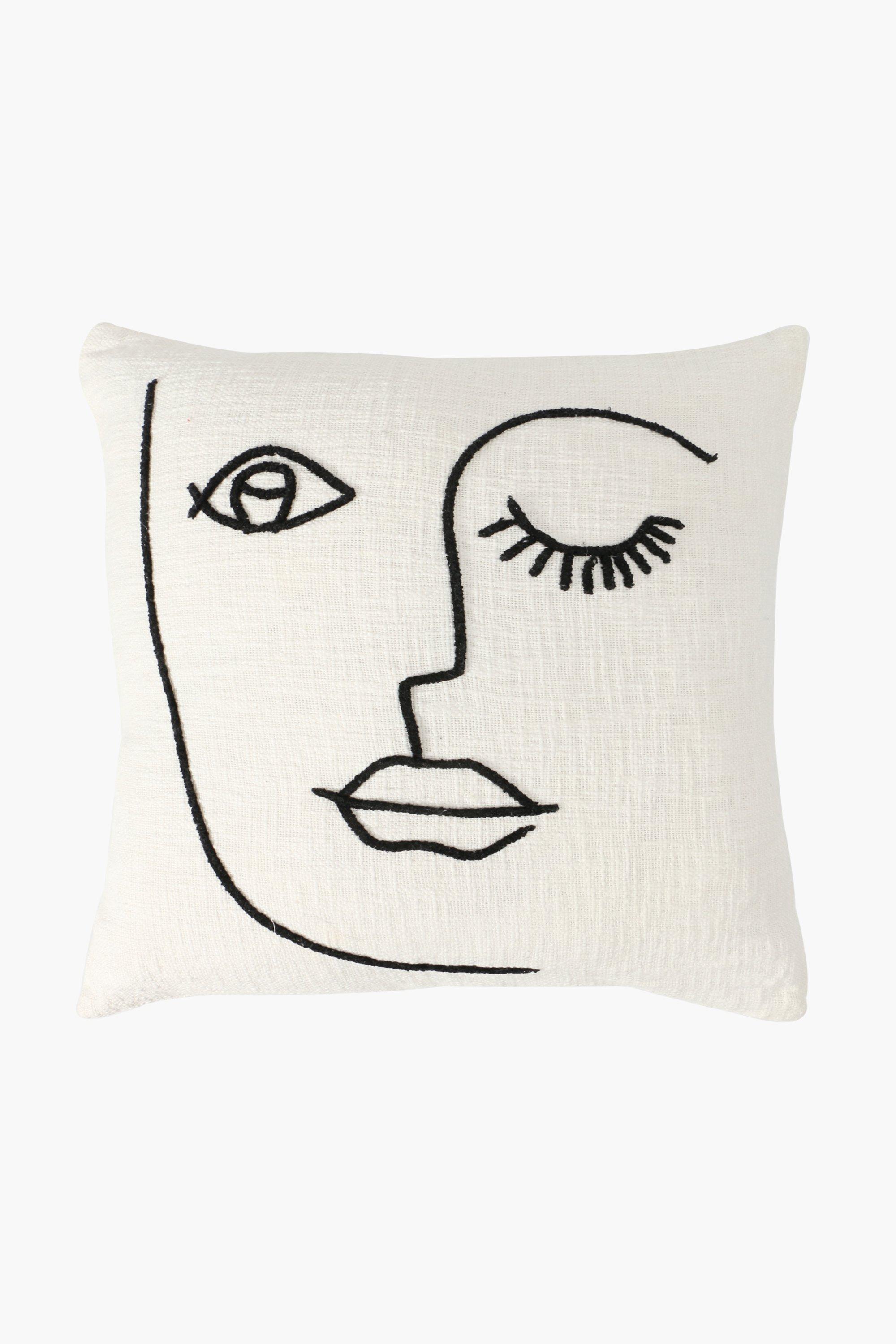 Embroidered Face Scatter Cushion 50x50cm