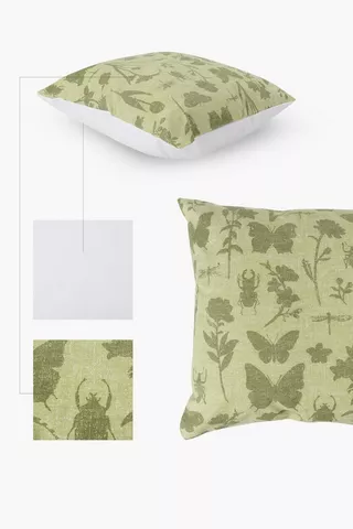 Printed Botanical Butterflies Scatter Cushion Cover, 60x60cm