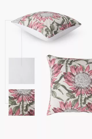 Printed King Protea Scatter Cushion Cover, 50x50cm