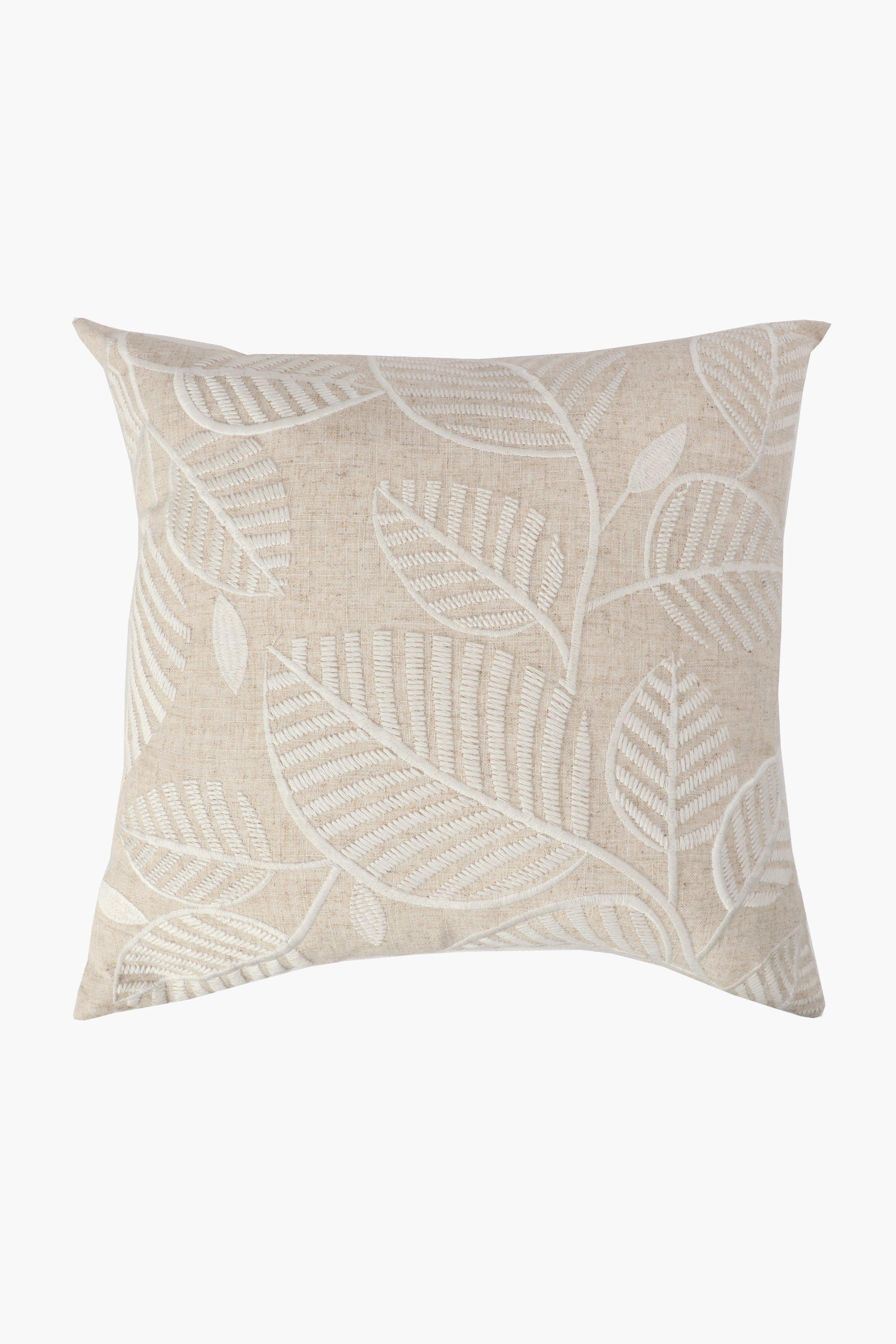 Embroidered Leaves Scatter Cushion, 50x50cm