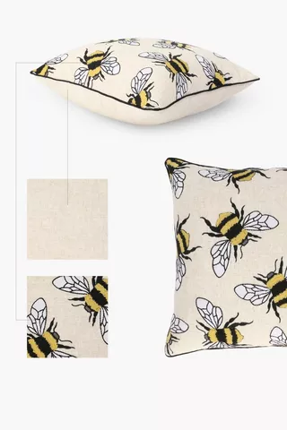 Embroidered Bee Scatter Cushion 50x50cm