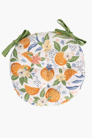 Printed Round Olive Floral Chair Pad 40cm