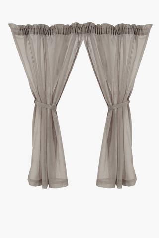 2 Pack Embroidered Stripe Sheer Curtain, 110x120cm