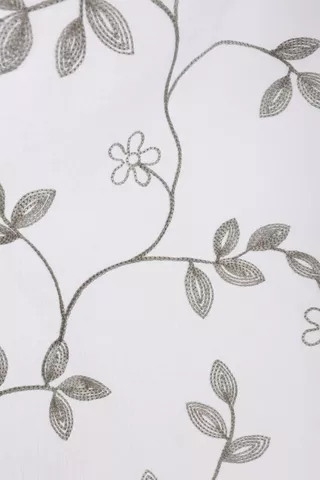 2 Pack Sheer Embroidered Leaf Cafe Curtain, 110x120cm
