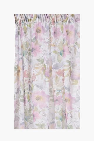 Printed Floral Sheer Taped Curtain 230x218cm