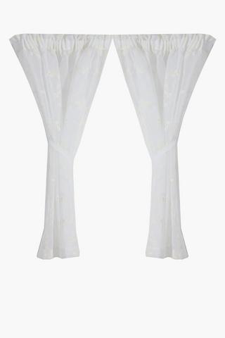 2 Pack Embroidered Leaf Sheer Curtain 110x120cm