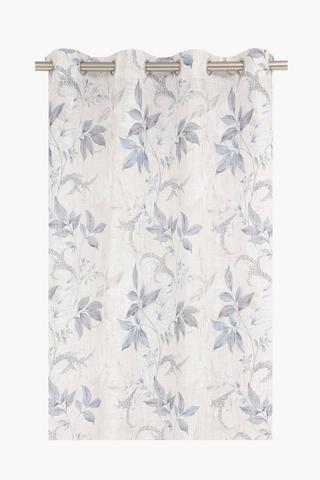 Printed Leaf Slub Eyelet Curtain, 140x225cm