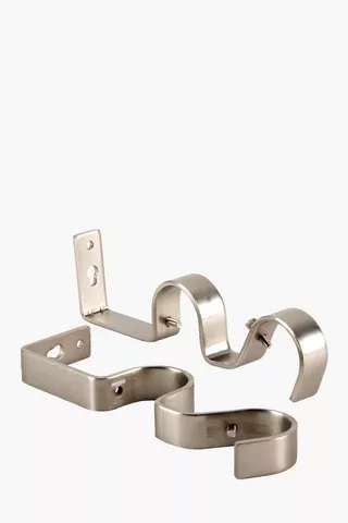 Brushed Silver 2 Pack Double Brackets, 35mm