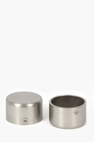 Two Pack Brushed Silver Rod End Caps 35mm