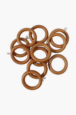 Mango Wood 12 Pack Rod Rings, 35mm