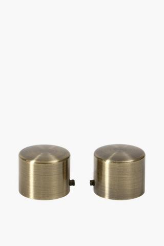 2 Pack Antique Brass Rod End Caps 25mm