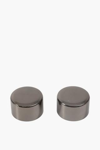 Two Pack Brushed Metal Rod End Caps, 35mm