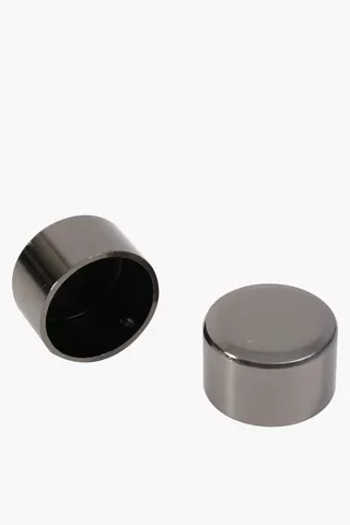 Two Pack Brushed Metal Rod End Caps, 35mm