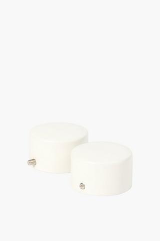 Two Pack Brushed Metal Rod End Caps 35mm