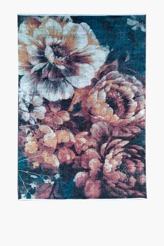 Printed Chenille Floral Garden Rug, 200x300cm