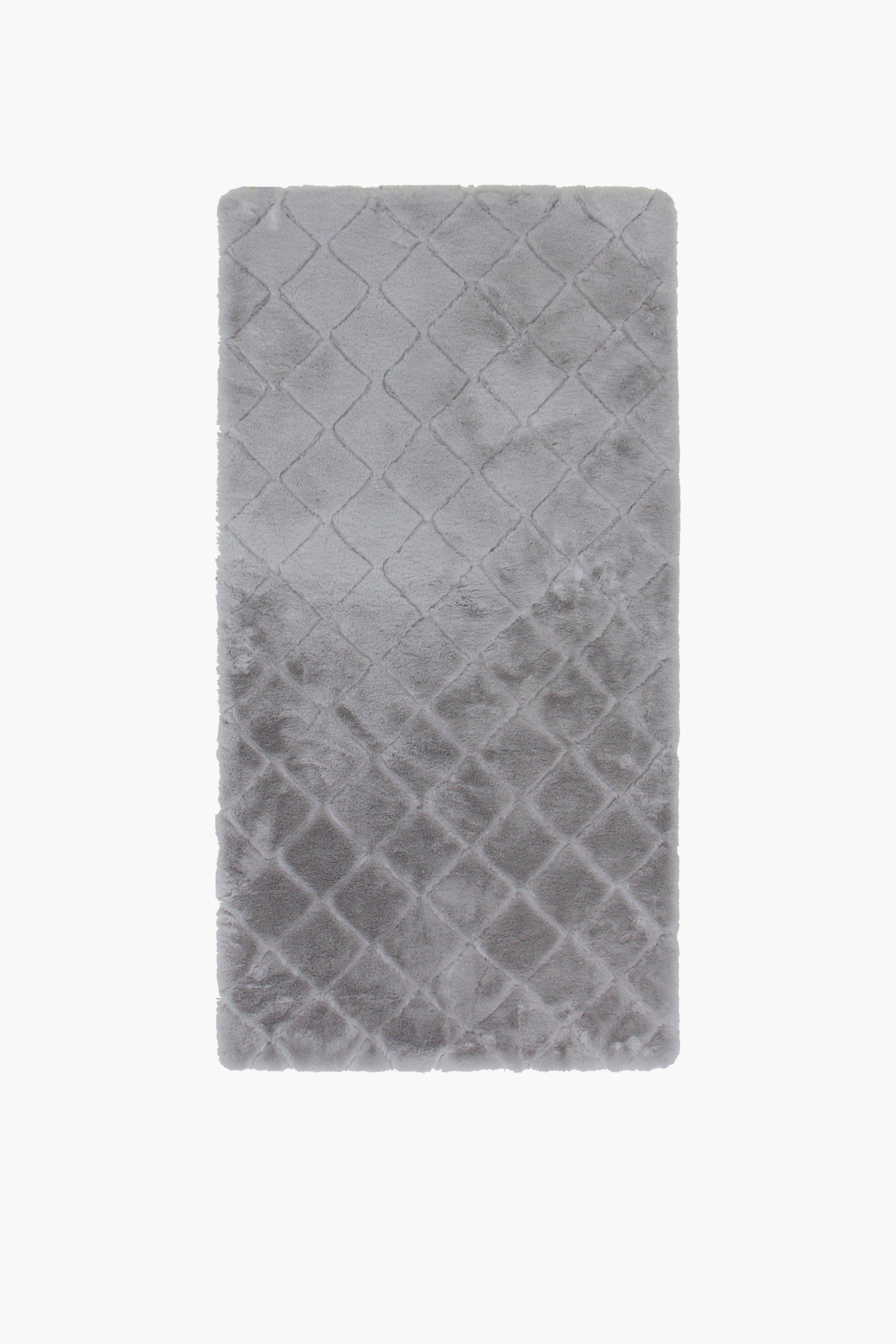 Faux Fur Embossed Trellis Rug, 70x140cm