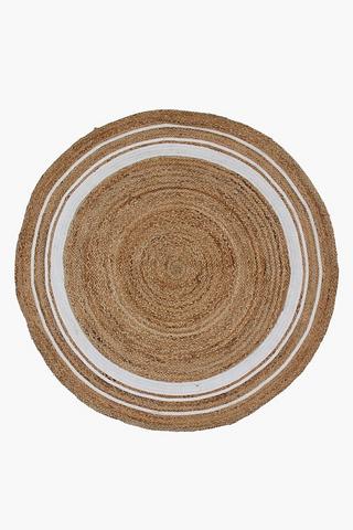 Jute Trim Round Rug 120cm