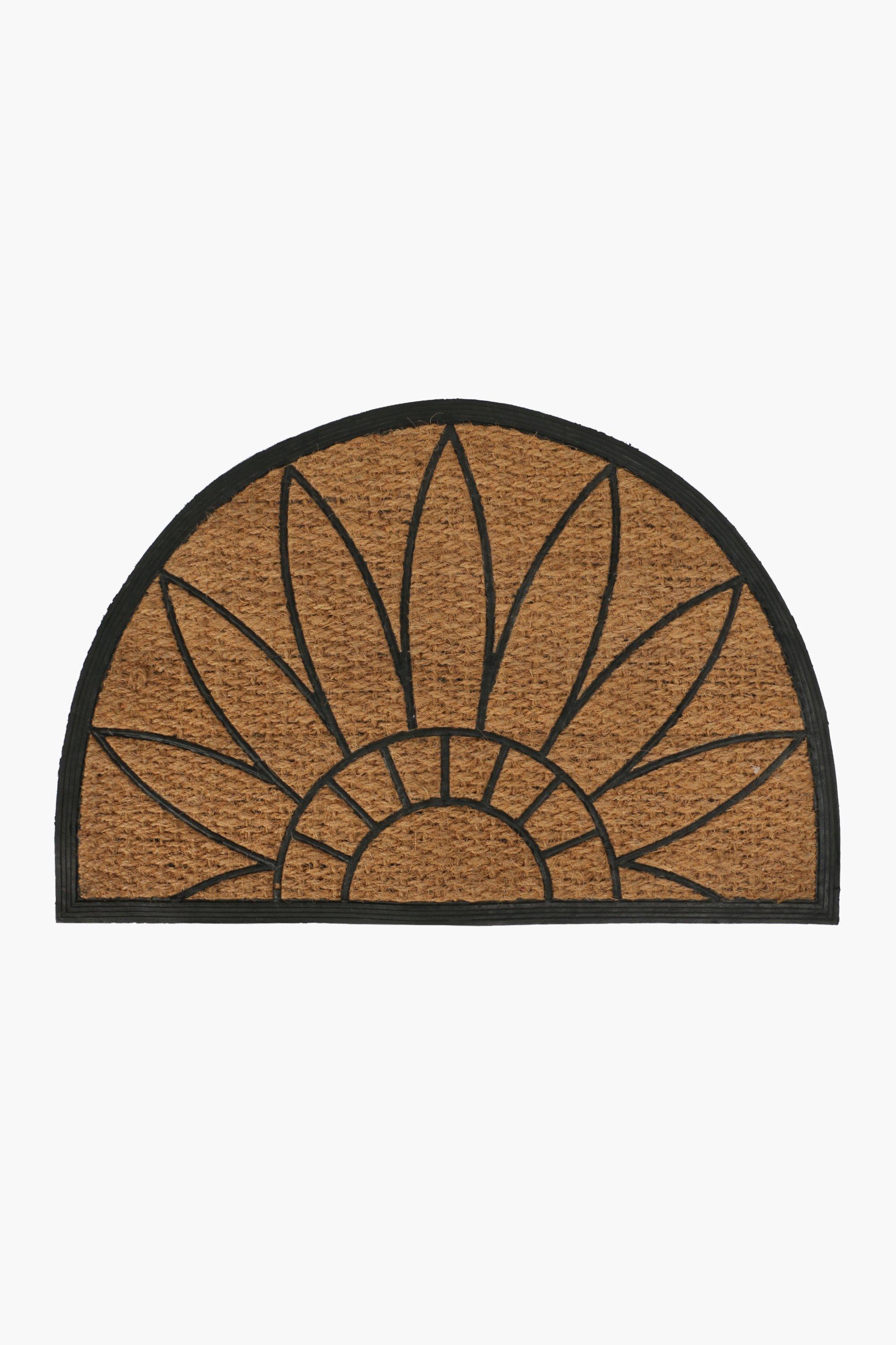 Coir Rubber Leaf Half Moon Door Mat 60x90cm