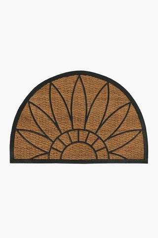 Coir Rubber Leaf Half Moon Door Mat 60x90cm