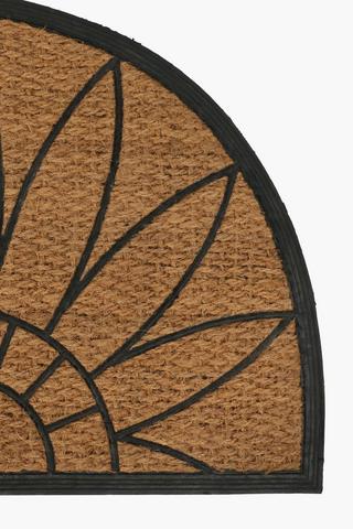 Coir Rubber Leaf Half Moon Door Mat 60x90cm