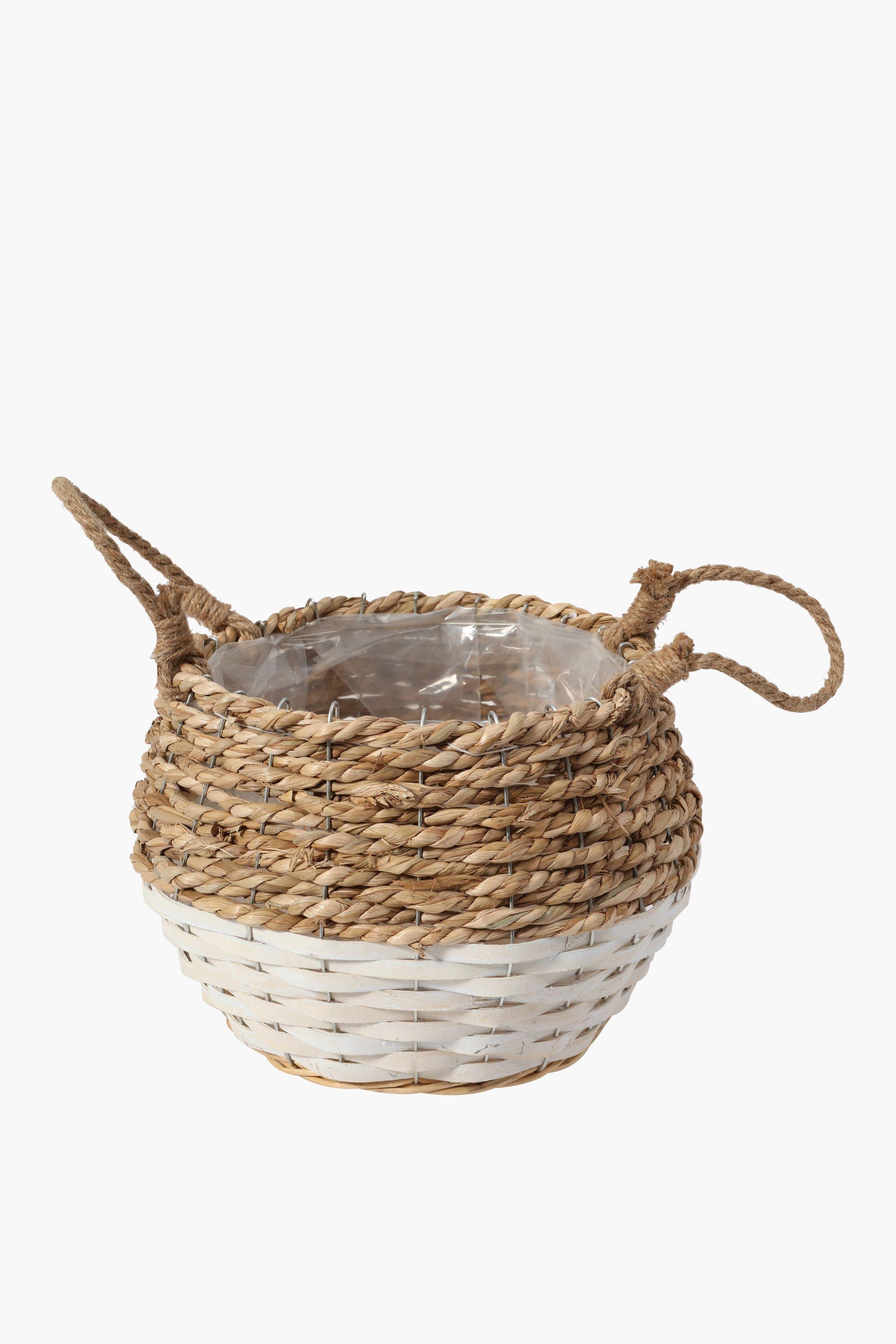 Cattail Woven Basket Planter, Medium