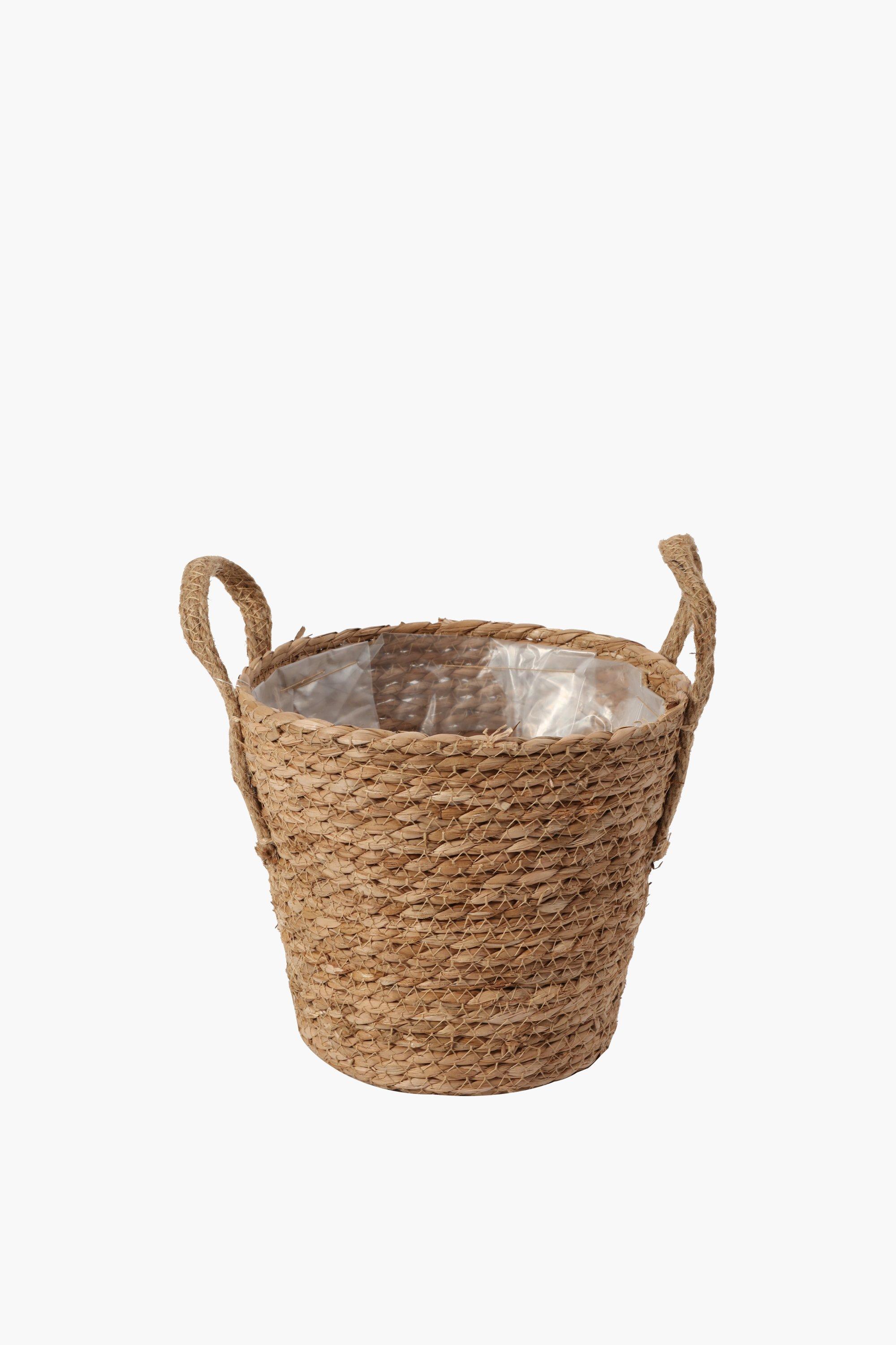 Woven Cattail Basket Planter, Small