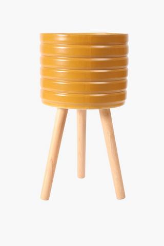 Ribbed Ceramic Standing Planter
