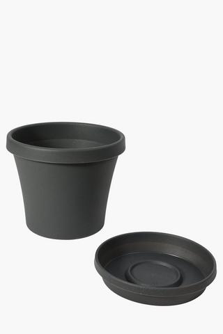 Plastic Planter With Tray, Medium