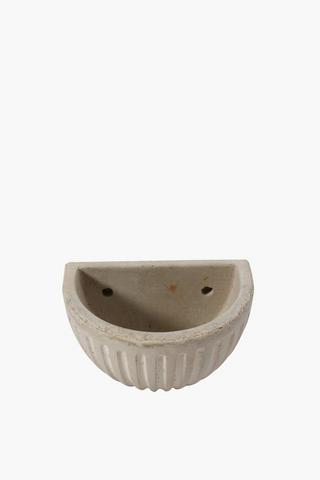 Ribbed Cement Wall Mount Planter