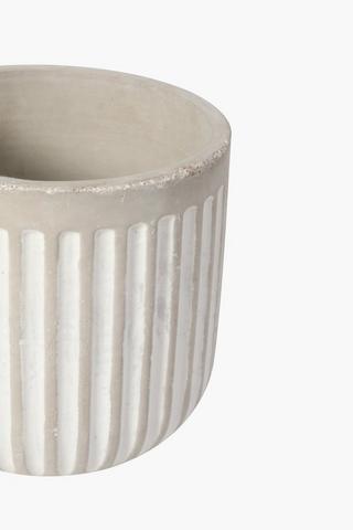 Ribbed Cement Planter, 15cm