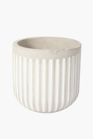 Ribbed Cement Planter, 18cm