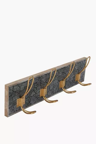 Linocut Rustic Wall Hooks