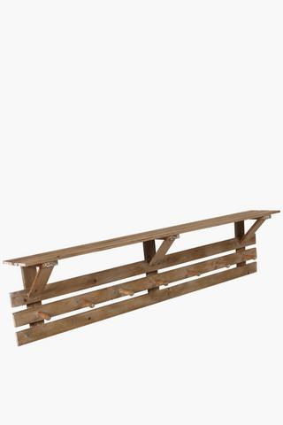 Wood Slatted Hook Shelf, Large