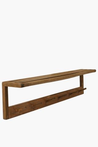 6 Hook Wooden Shelf