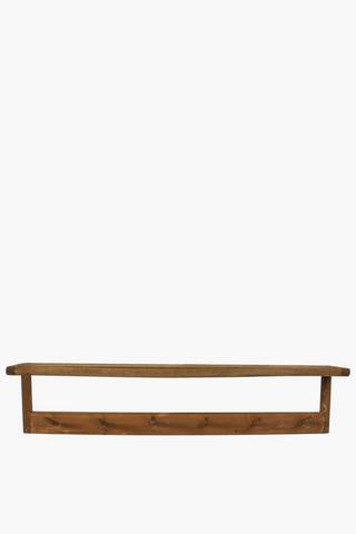 6 Hook Wooden Shelf