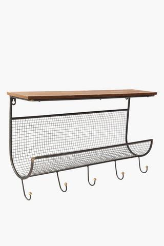 Metal Mesh Shelf And Wall Hooks