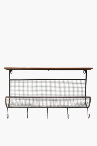 Metal Mesh Shelf And Wall Hooks
