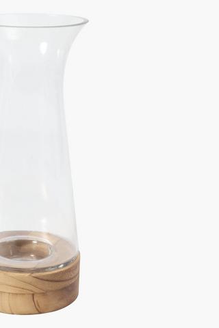 Wooden Base Glass Vase