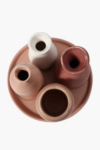 4 Bud Vases On Decor Tray