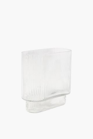 Oblong Reeded Glass Vase