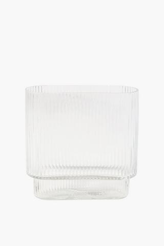 Oblong Reeded Glass Vase